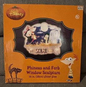 Disney Phineas And Ferb Halloween Glow Lighted Window Sculpture Decoration - Picture 1 of 4