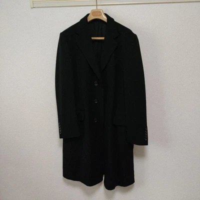 GUCCI Wool Blend Black Chester Coat Long Button Size 50 Used - Image 1 of 4