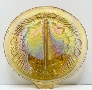 Indiana Killarney Amber Carnival Glass Divided Relish Nut Dish Bowl Vintage - Picture 1 of 16