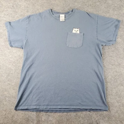 Rip N Dip Shirt Mens Large Blue Crew Neck Short Sleeve Pocket Graphic Stretch - Image 1 of 4