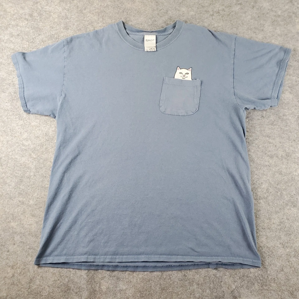 Rip N Dip Shirt Mens Large Blue Crew Neck Short Sleeve Pocket Graphic Stretch - Image 1 of 4