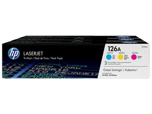 HP 126A 3-pack Cyan/Magenta/Yellow Original LaserJet Toner Cartridges, Per - Afbeelding 1 van 9