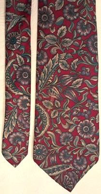 Corbata Oleg Cassini 100% seda rojo azul floral Foto 1 de 4