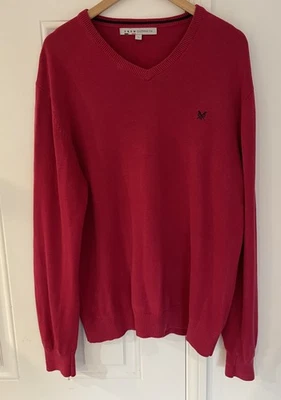 Crew Clothing Men's Red Jumper UK Size Large Cotton & Cashmere V Neck Christmas - Image 1 of 4