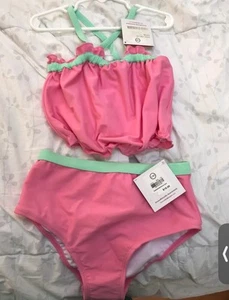 NWT Hanna Andersson Takini Girl Swim Bathing Suit 140 10 Pink Green Preppy Coast - Picture 1 of 5