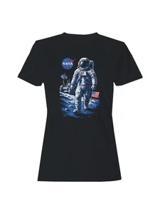 Officially Licensed NASA Astronaut Lunar Walk Design Women's T-shirt - Picture 1 of 9