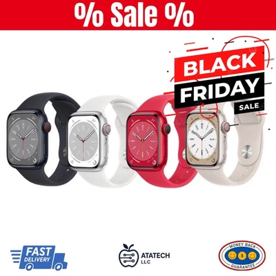 Apple Watch Series 8 (GPS) 41 мм алюминиевый корпус + спортивный браслет (хорошее состояние) - Изображение 1 из 4