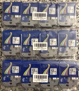 12 Pack - For Brother P-Touch TZc-231 12 mm White Standard Laminated Label Tape - Picture 1 of 2