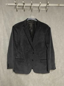 Adolfo Blazer Men's 50R Gray Cotton 2B Velvet Academia Career Coat Jacket Luxury - Picture 1 of 12