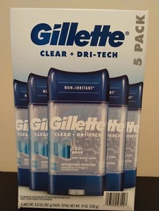 5 pack (3.8 oz ea) Gillette Clear Gel 72 Hr Cool Wave Anti-Perspirant Deodorant - Picture 1 of 3