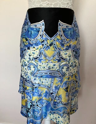 Carlisle Real Seda Floral Hasta la Rodilla Falda Grande UK 14 EUR 40 Foto 1 de 4