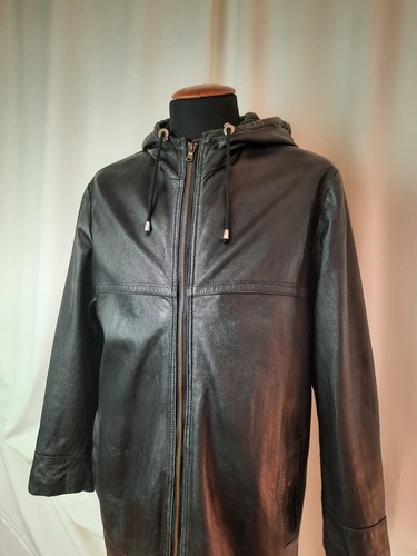 Gianni Versace Classic V2 vintage men leather black hood parka jacket coat
