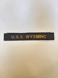 PK3466 Original US Navy Sailor's Cap Tally With Info WW1 USS Wyoming IR46T - Picture 1 of 2