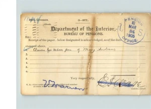 1905 PENSION OFFICE, Dept. of the Interior Bureau of Pensions postcard, Wash. DC - Picture 1 of 2