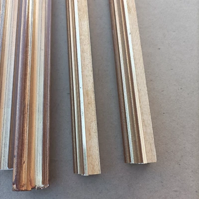 Lot de 4 anciennes baguettes dorées à la feuille - 1960 / 70 - 79 et 54 cm - Photo 1/4