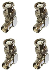 4x Pcs BNC Male to Female Right Angle 90° Coax RF Adapter Connector CCTV Camera - Picture 1 of 1