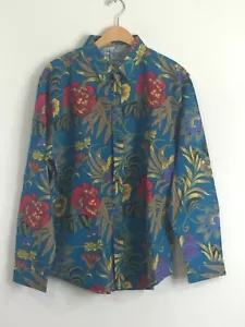 LucMatton Herren afrikanisch blau Blumendruck Hawaiihemd Knopfleiste Größe Large neu mit Etikett - Bild 1 von 8