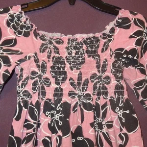 Peasant Shirt Floral Pink Black Size 8 Girls Flowers Girlfriends  - Picture 1 of 11