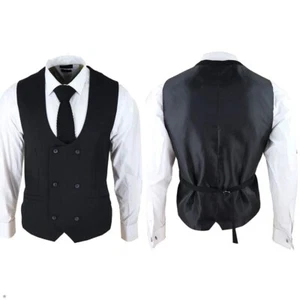 Herren Weste Schwarze Tweed Anzug Jackett Sakko Formel Hochzeit Business Elegant - Bild 1 von 12