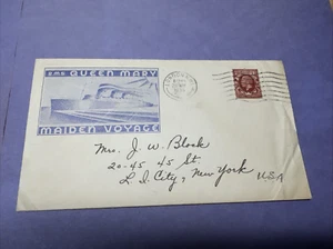 1935 RMS Queen Mary Jungfernfahrt Dampfschiff Bildbrief (Datei 158) - Bild 1 von 6