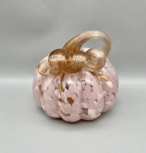 Rosa und Glimmer Kunstglas Kürbis mundgeblasen Glas Herbstdeko HÜBSCH keine Beschädigungen - Bild 1 von 8