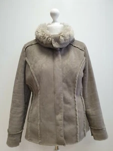 RR437 WOMENS CHEROKEE GREY FAUX SHEEPSKIN FUR TRIM FULL ZIP JACKET UK L 14 EU 42 - Picture 1 of 8