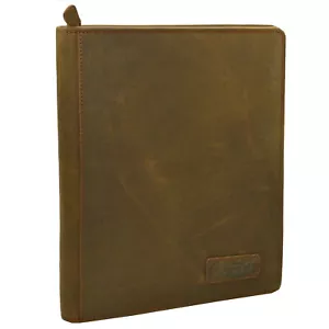 Leder Schreibmappe Organizer Arbeitstasche Studium Konferenz Tasche braun - Bild 1 von 4