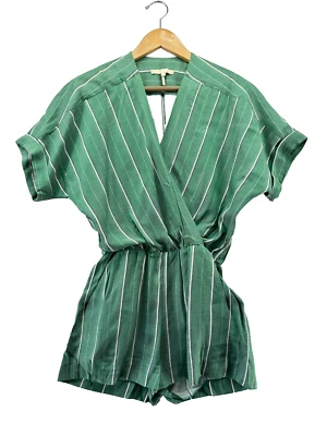 Maje Ipandoni комбинезон размер XS 34 зеленая полоса шорты карманы v-образным вырезом эластичный пояс - Изображение 1 из 4