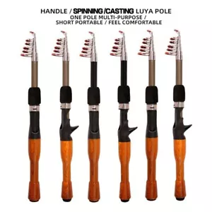 1.3/1.6/1.8m Lure Fishing Rod Carbon Spinning Casting Baitcasting Mini Travel - Picture 1 of 22