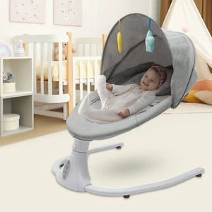 Gris Columpio Eléctrico Bebé Columpio Bebé con Mando a Distancia y Bluetooth - Imagen 1 de 22
