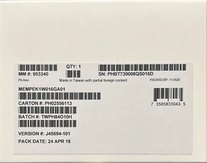 Intel MEMPEK1W016GA01 Optane Memory M10 Series 16GB M.2 80mm PCIe 3.0, 20nm NEW - Picture 1 of 1