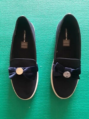 Новый без ценников Liz Claiborne замшевый размер 7 темно-синий без шнуровки креп серебро логотип низ бант - Изображение 1 из 3