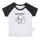 Protected By Dog Funny T Shirts Newborn Baby Graphic Tees Infant Toddler Tops