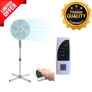 16" Remote Control Fan Pedestal Fan Oscillating Stand Floor Cooling Adjustable - Picture 1 of 12