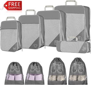 9Pcs Compression Packing Cubes Set, Ultralight Expandable Travel Organizers for - Picture 1 of 12