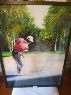 Lithographie le golfeur de Victor Spahn numérotée 74/250 et encadrée 64 x 84 cm - Photo 1/4