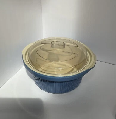 Vintage Rival Crock Pot Slow Cooker Stoneware Insert With Lid 3150 Blue 5 Qt - Image 1 of 4