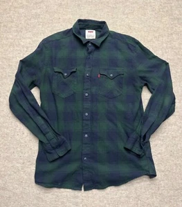 Levi's Green Plaid Button Down Lightweight Flannel Shirt Men's Small - Picture 1 of 7