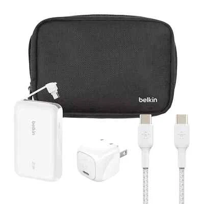 Paquete de viaje Belkin USB-C 10K banco de alimentación cargador de pared de 30 W + bolsa de viaje Foto 1 de 3