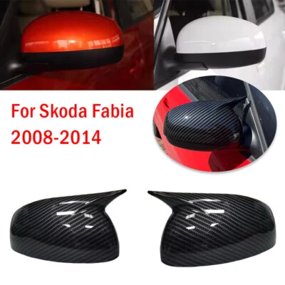 For Skoda Fabia 2008-2014 ABS Carbon Fiber Rearview Mirror Cover Trim Decor Caps - Imagem 1 de 4