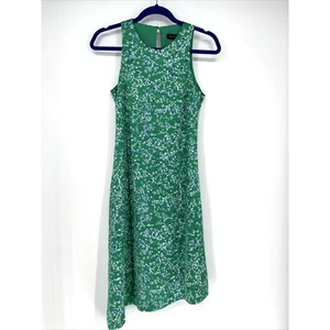 Banana Republic Summer Dress Women Petite 2 Green Floral Asymmetrical Sleeveless - Picture 1 of 9