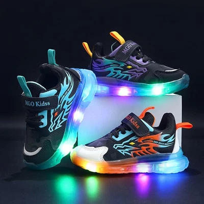Zapatos Luminosos LED para Niños con Diseños de Dragón Tenis con Luces Intermitentes para Niños Foto 1 de 4
