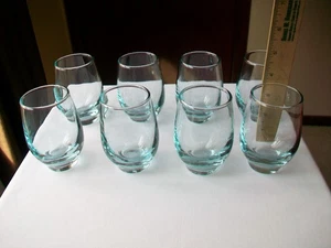 VINTAGE RETRO LIBBEY TEMPO AQUA JUICE GLASSES 3 1/3" 6 oz ROLY POLY 1950's NIB - Picture 1 of 12
