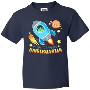 Inktastic Ready To Explore Kindergarten- Alien And Space Ship Youth T-Shirt Back - Picture 1 of 8