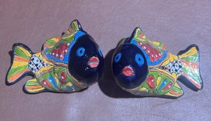 Talavera Fish Couple Folk Art Mexican Pottery Wall Hanging Nautical Figure Set - Picture 1 of 2
