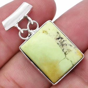 Natural Lemon Chrysoprase 925 Sterling Silver Pendant Jewelry P-1198 - Picture 1 of 5