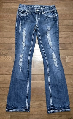 Bota ajustada Zco Jeans Premium para mujer azul mezcla de mezclilla desgastada elástica talla 3 Foto 1 de 4