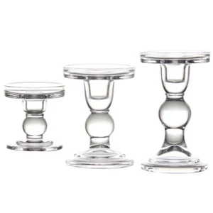 Holder Multiple Size Choices High Clear Glass Pillar Taper Holder - Picture 1 of 9