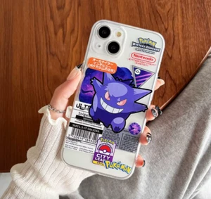 Pokemons Anime Gengar Cover Phone Case 12/13/14/15 Pro/Pro Max, Silicone case - Picture 1 of 2