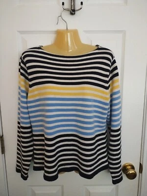 Liz Claiborne Women's Multicolored Striped Pullover Sweater - Size Petite Medium - Image 1 of 3